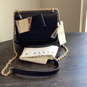 Ted Baker Black Bow Crossbody Bag with Gold Chain